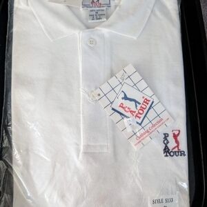 New in package Men's PGA Tour Cotton White Polo Golf Shirt. Size M.